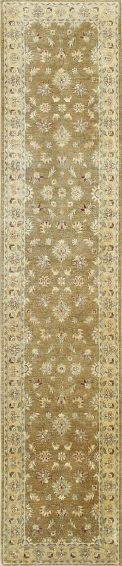 Gold/mustard Hand Knotted Wool Traditional Oriental Agra Rug, Made in India
