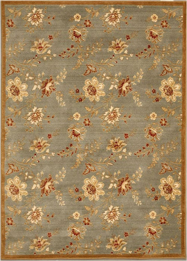 Blue Traditional Floral Florance Area Rug, Made in India - finely detailed masterpiece features a soothing blue hue