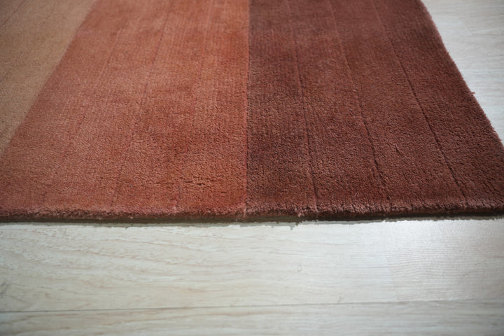 Rust Contemporary Transitional  Striped O'mbre  Area Rug