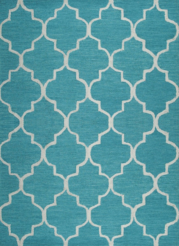 Turquoise Traditional Trellis Geometric Pattern Moroccan Handmade Rectangle Area Rugs