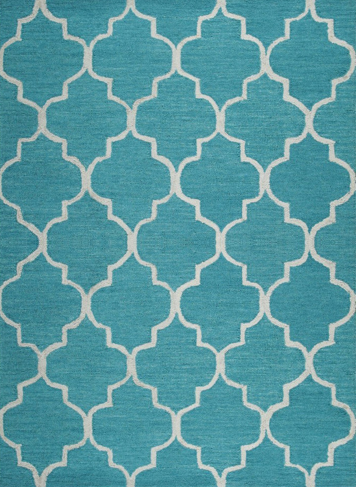 Turquoise Traditional Trellis Geometric Pattern Moroccan Handmade Rectangle Area Rugs