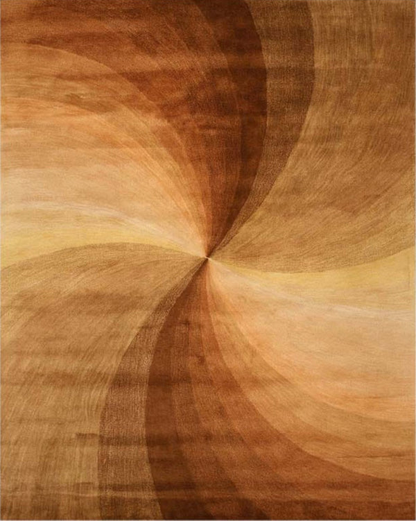 Hand-Tufted Wool Brown Contemporary Abstract  Swirl Rug, Made in India