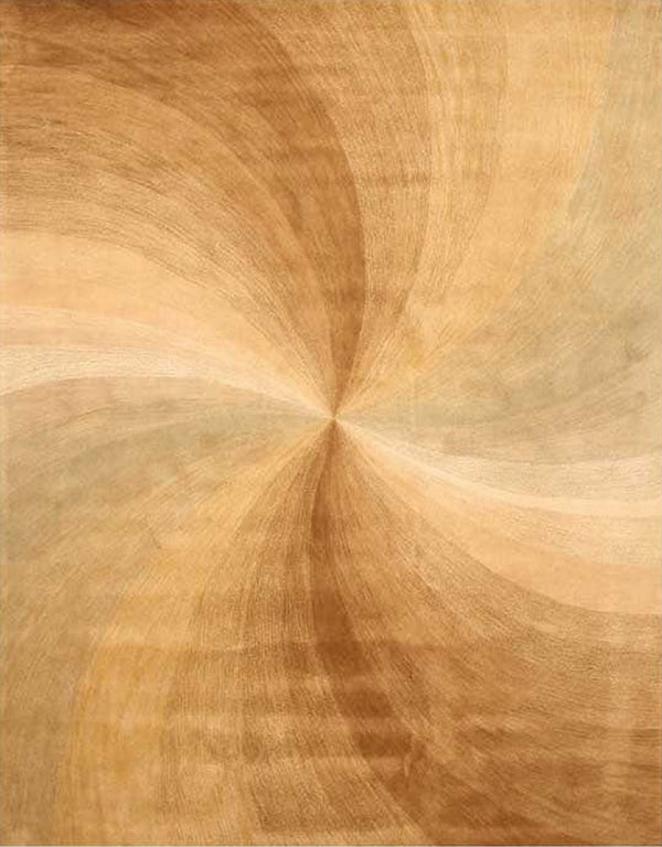 Hand-Tufted Wool Gold Contemporary Abstract Swirl Rug, Made in India