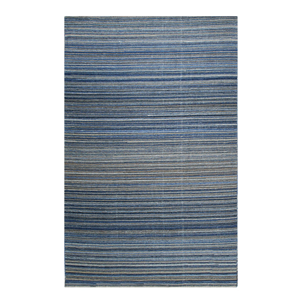 Blue Contemporary Stripe Indoor/ Outdoor Stripes Area Rug