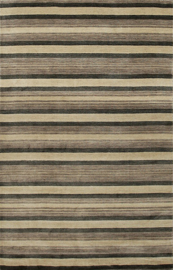 Handmade Wool Multi-Colored Transitional Stripe Lori Toni Rug, Made in India