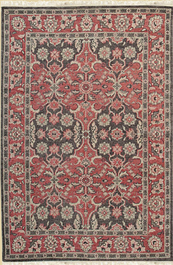Hand Knotted Wool Rust Traditional Oriental Bakhtiari Rug, Made in India
