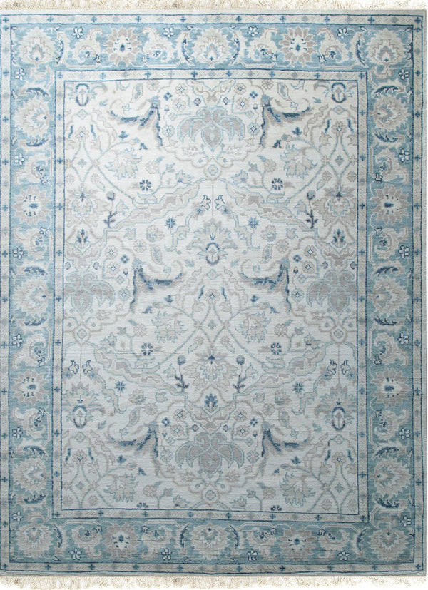 Beige Classic Traditional Floral Area Rug, Made in India