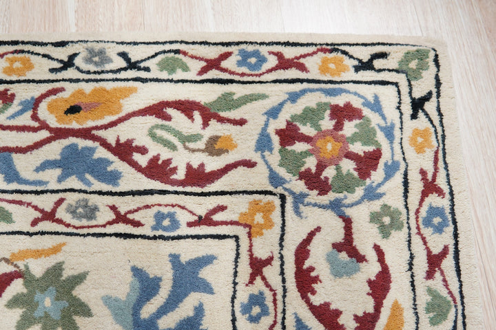 Stylish Hand-Tufted Wool Rust Traditional Floral Suzani Indoor Rectangular Area Rugs