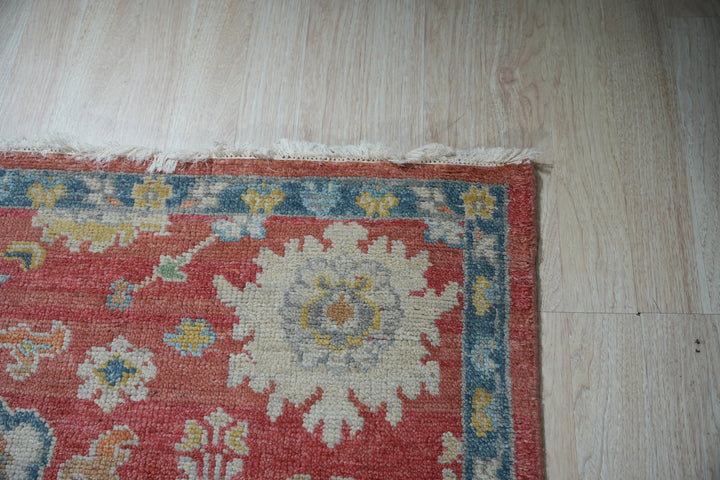 Rust Hand-Knotted Wool Classic Floral Area Rug