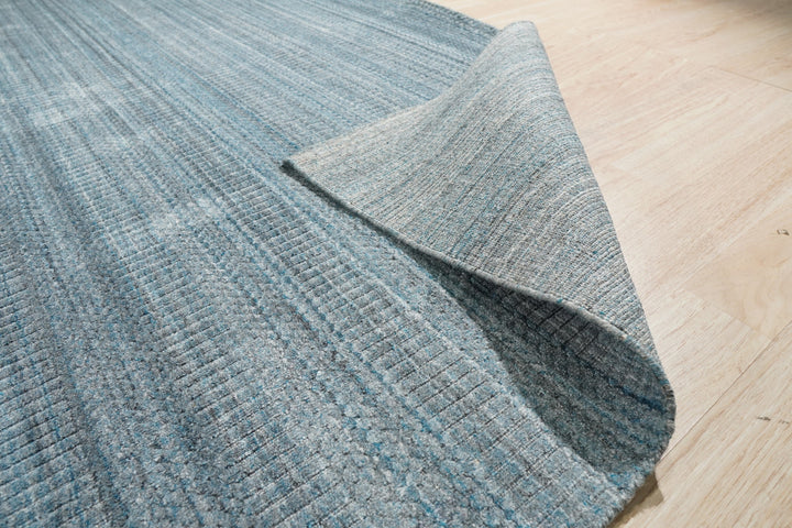 Hand-Loomed Wool Teal Modern Transitional Super Grass Rug