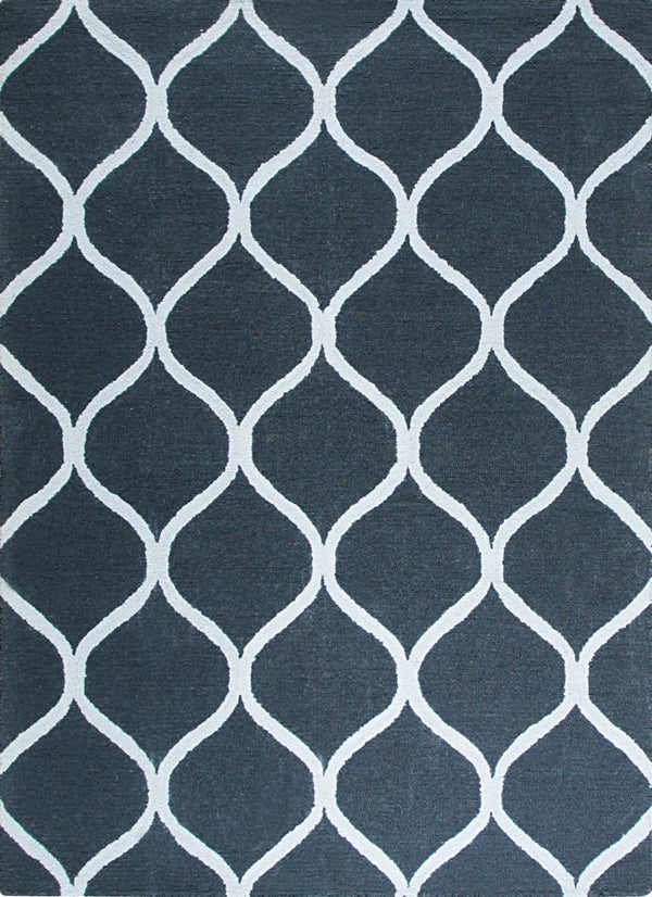 Black Contemporary Transitional  Geometric Area Rug, Made in India