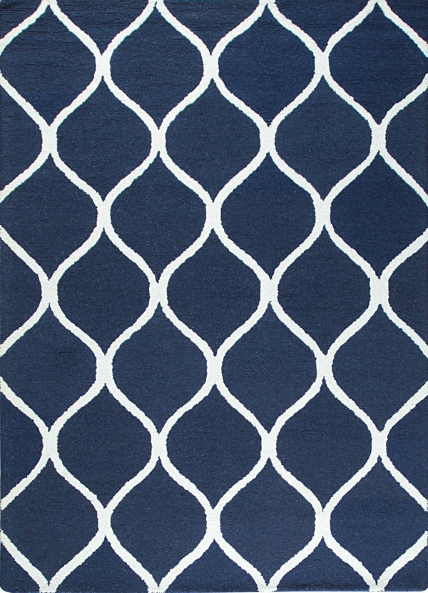 Blue Contemporary Transitional  Geometric Area Rug, Made in India