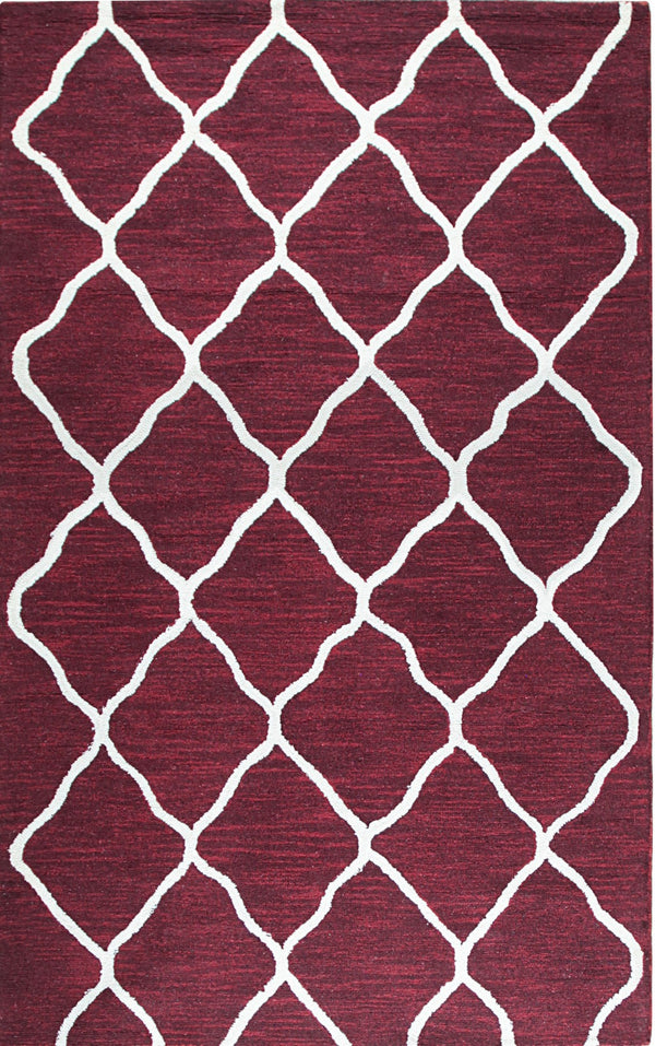 Burgundy Contemporary Transitional  Geometric Area Rug, Made in India