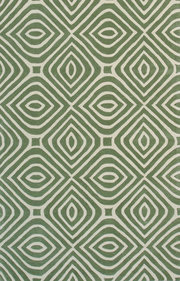 Hand-Tufted Wool Light Green Transitional Modern Modern Stripes Rug, Made in India