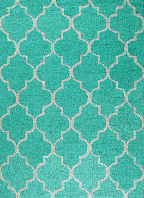 Light Green Contemporary Transitional  Geometric Area Rug, Made in India