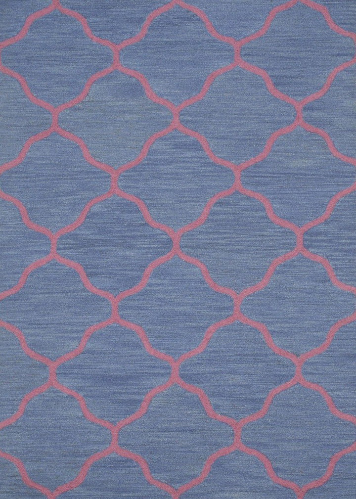 Hand-Tufted Wool Teal Traditional Trellis Moroccan Rug