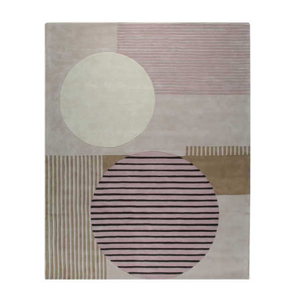 Pink Hand-Tufted Wool Contemporary Modern Area Rug, Made in India