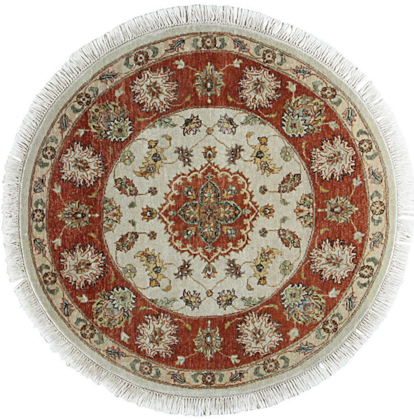 Ivory Classic Traditional Classic  Area Rug, Made in India