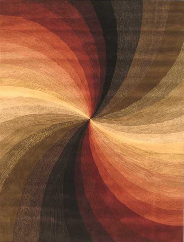 Hand-Tufted Wool Multi-Colored Contemporary Abstract Swirl Rug, Made in India