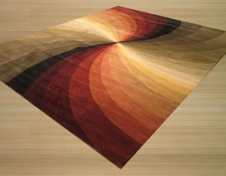 Stylish Hand-Tufted Wool Multi-Colored Contemporary Abstract Swirl Indoor Rectangular Area Rugs