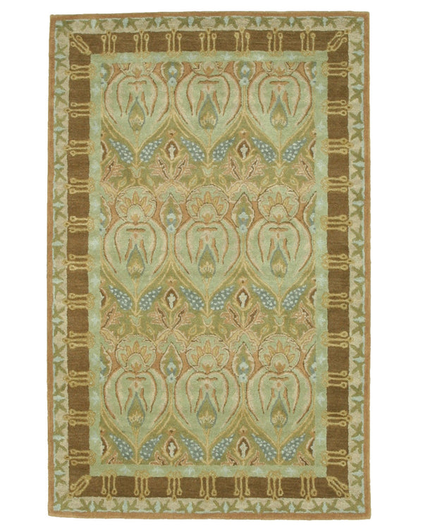 Green Transitional Abstract Modern Weave Area Rug, Made in India
