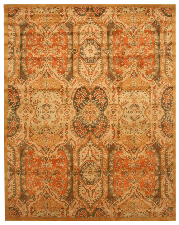 Gold Transitional Floral Piazza Area Rug, Made in India