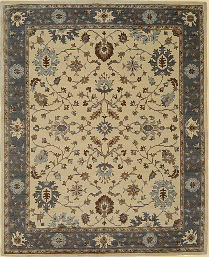 Hand Crafted Wool Ivory Traditional Oriental Oushak Rug