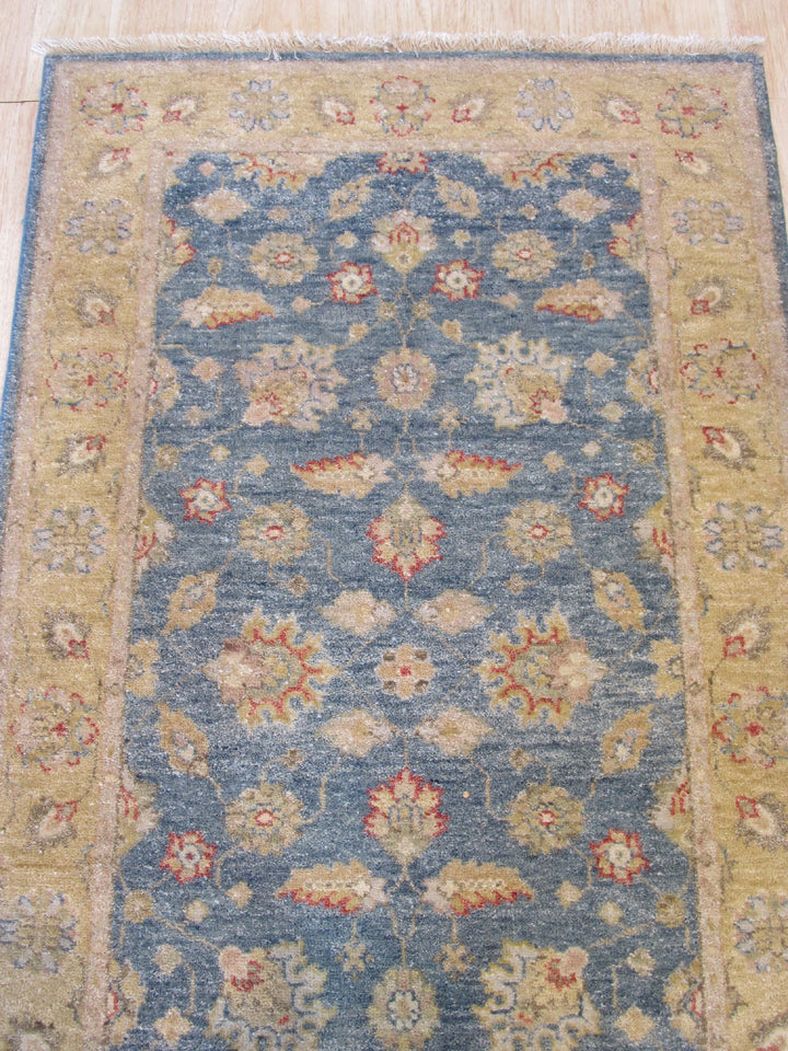 Blue/gold Hand Knotted Wool Traditional Oriental Agra Rug