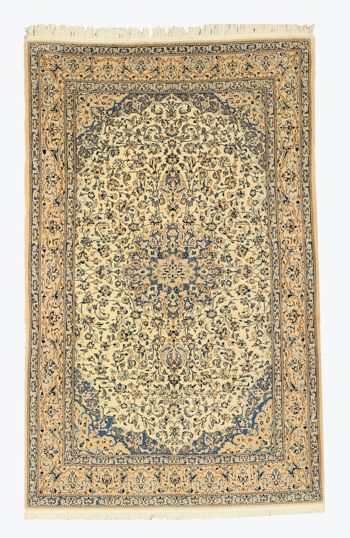 Hand-knotted Wool & Silk Ivory Traditional Oriental Naiin Rug