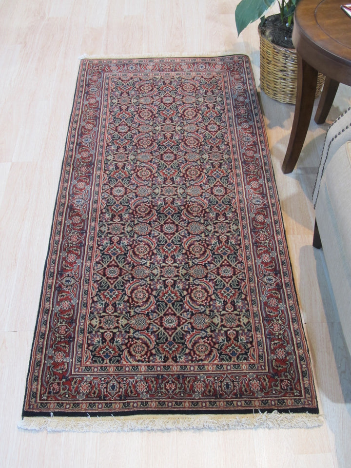 Navy/Rust Hand Knotted Wool Traditional Oriental Herati Rug