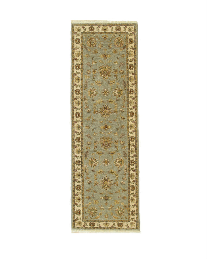 Gray/blue/green Hand Knotted Wool Traditional Oriental Agra Rug