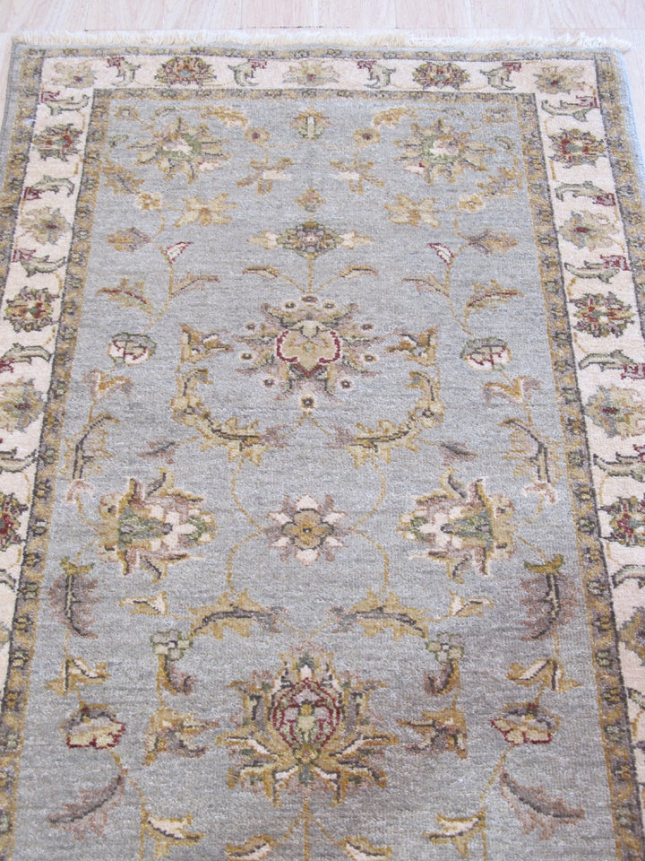 Gray/blue/green Hand Knotted Wool Traditional Oriental Agra Rug