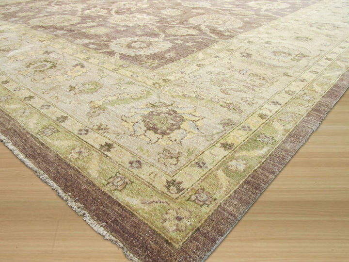Hand Knotted Wool Brown Traditional Oriental Peshawar Rug