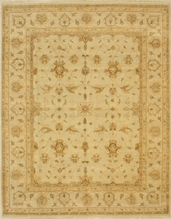 Hand Knotted Wool Beige Traditional Oriental Peshawar Rug, Made in India