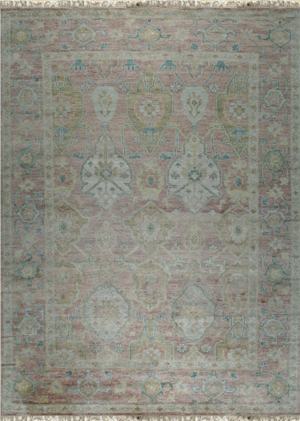 Pink Classic Oriental Oushak Area Rug, Made in India