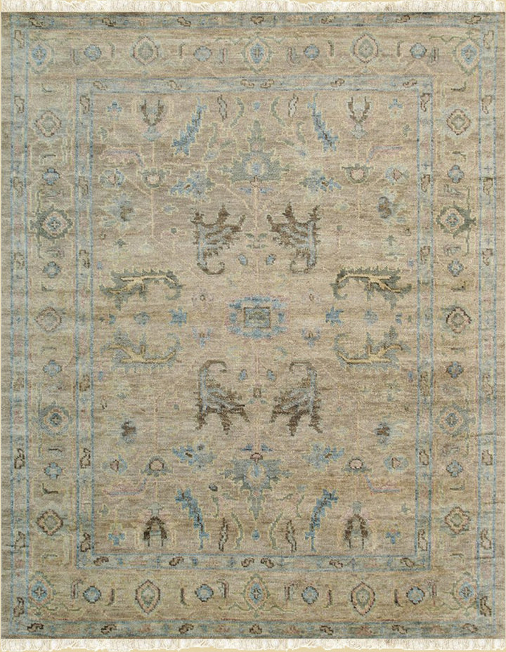 Durable and Stylish Hand-Knotted Wool Brown Classic Oriental Oushak Rectangular Area Rugs