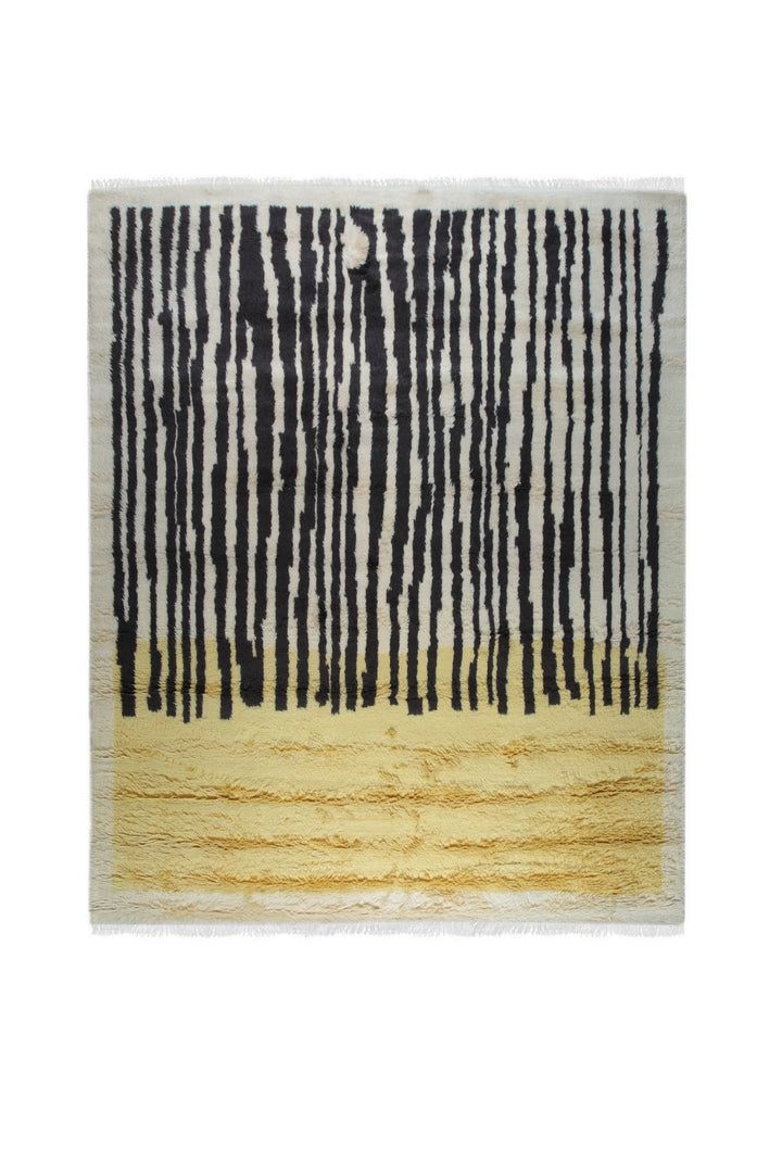 Stylish and Elegant Yellow Contemporary Abstract Art Deco Hand-Tufted Wool Rectangle Area Rugs