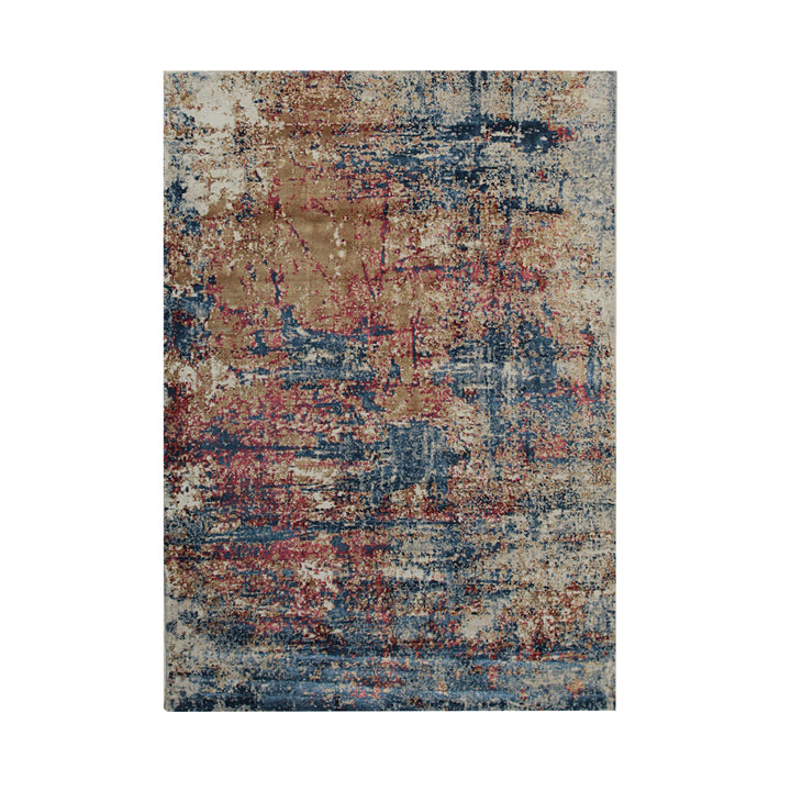 Hand Crafted Wool & Viscose Gold / Dark Teal Contemporary Modern Hand Crafted Rug