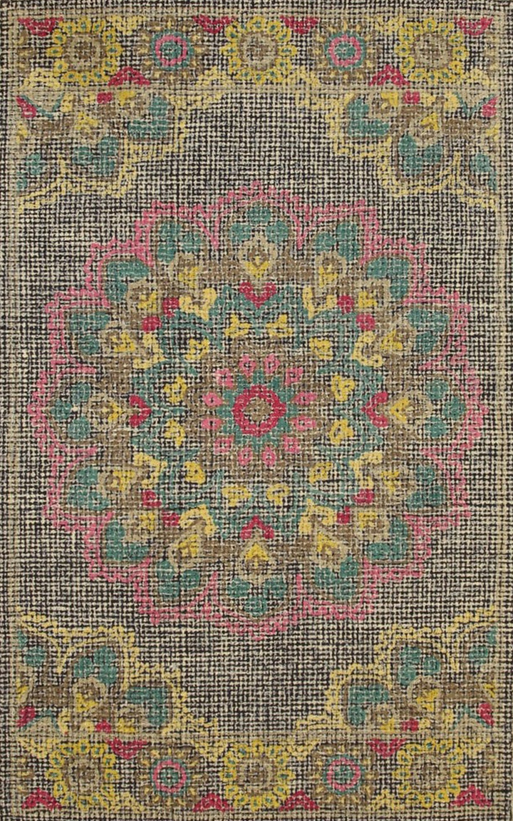 Hand-tufted Wool Pink Bohemian Oriental Medallion Rug
