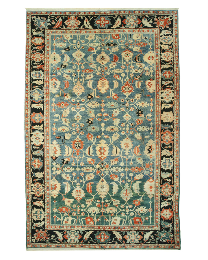Hand Knotted Wool Blue Traditional Geometric Bergama Rug