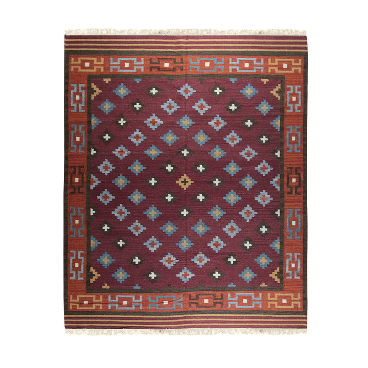 Hand-Knotted Wool Multicolored Modern Transitional Kilim flat Weave Rug