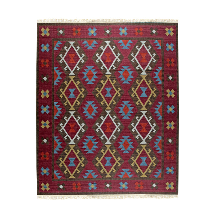 Hand-Knotted Wool Multicolored Modern Transitional Kilim flat Weave Rug
