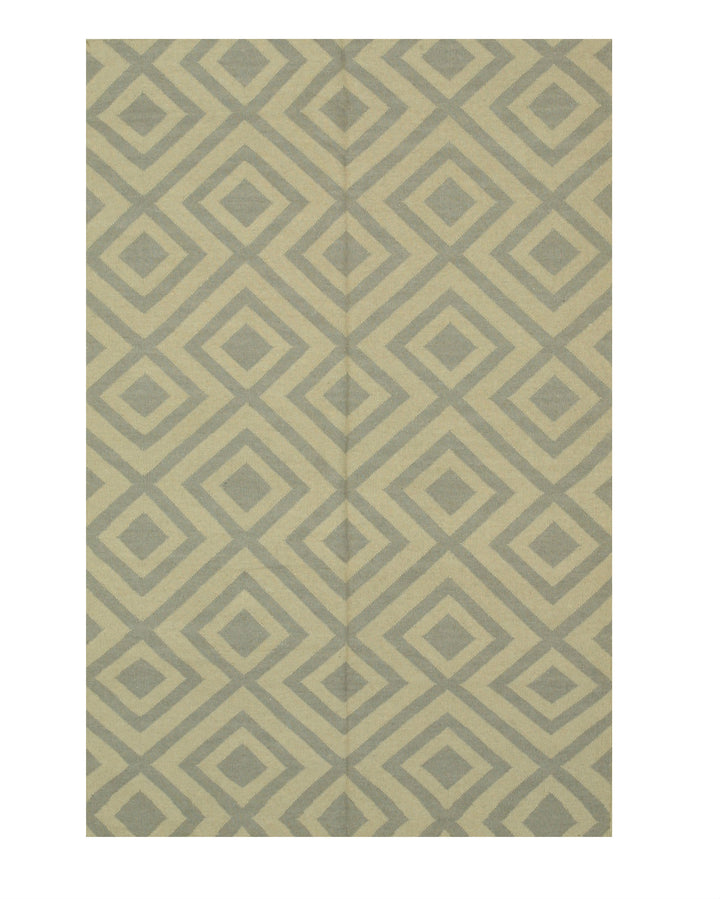 Handmade Wool Beige Transitional Geometric Reversible Modern Moroccan Kilim Rug