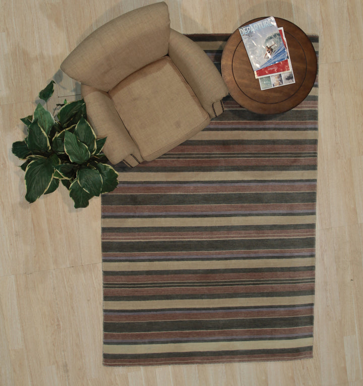 Handmade Wool MulticoloRed Transitional Stripe Lori Toni Rug