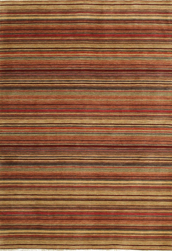 Handmade Wool Multi-Colored Transitional Stripe Lori Toni Rug, Made in India