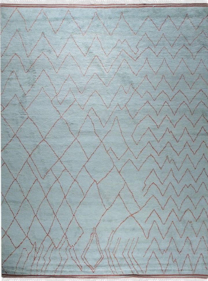 Light Blue Transitional Contemporary Moroccan Area Rug