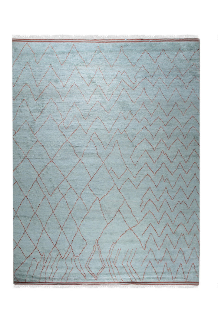 Light Blue Transitional Contemporary Moroccan Area Rug