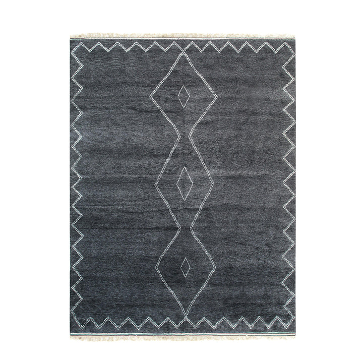 Hand Knotted Wool Charcoal Moroccan Contemporary Berber Moroccan Rug