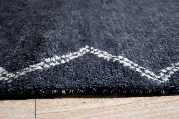 Hand Knotted Wool Charcoal Moroccan Contemporary Berber Moroccan Rug