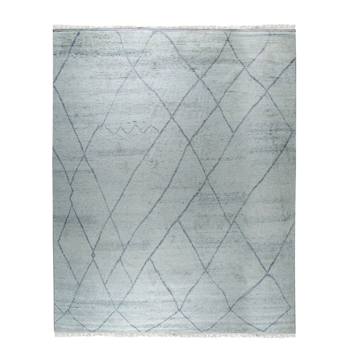 Stylish and Elegant Hand-knotted wool Silver Modern Contemporary Moroccan  Hand-Tufted Wool Rectangle Area Rugs